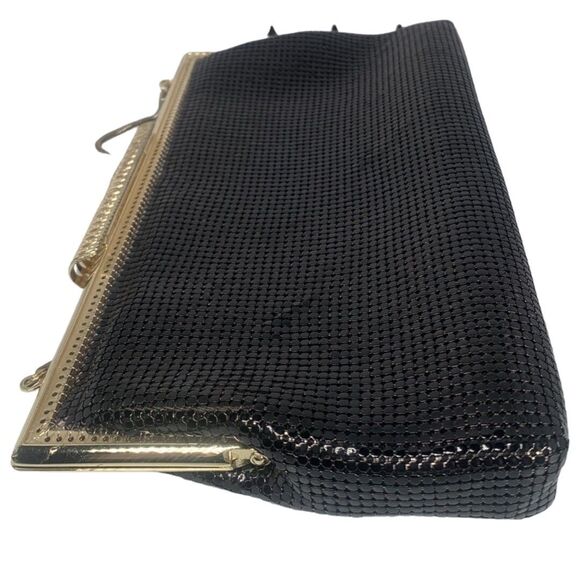 Vintage Fay Swafford Black Mesh Purse Gold Tone Formal Evening Party Handbag - Picture 5 of 14
